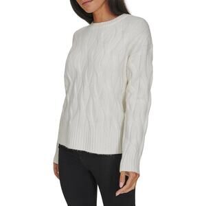 Cable Knit Sweater Classic Minimalist Calvin Klein Women's Small Cream Cozy Knit